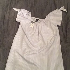 Short-Sleeve, White / Navy Dress